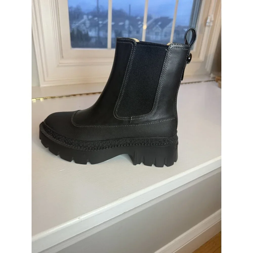 NEW Coach Jayla Chelsea Leather Ankle Platform Boots Women's US 6.5 $275 [jb]